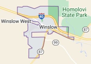Winslow Arizona | Arizona Podcast | https://arizonapodcast.com | Map Image: Copyright Google Maps